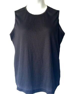 Allison Daley Sleeveless Black Top Shell Ribbed Tank Sz 1X Satin Trim